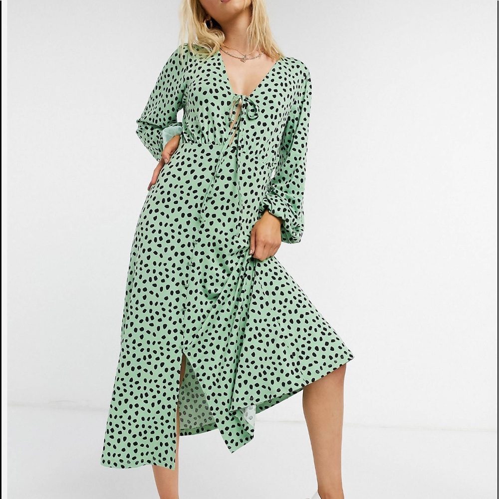 Spotted Mint Midi Dress